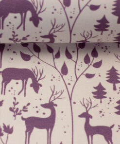 Jersey Baumwolle - "Mini Winter" Rehe - flieder