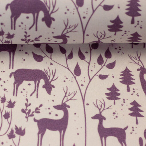 Jersey Baumwolle - "Mini Winter" Rehe - flieder