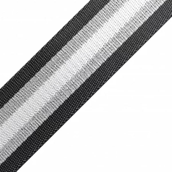 Gurtband 38 mm - dunkelgrau / silber lurex