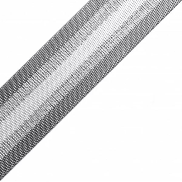 Gurtband 38 mm - hellgrau / silber lurex