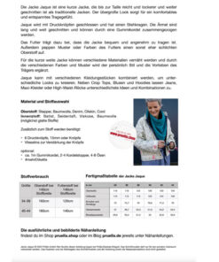 Papierschnittmuster Jacke 