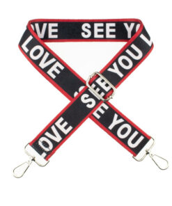 Fertiger Taschengurt - See you love - schwarz / rot - silber