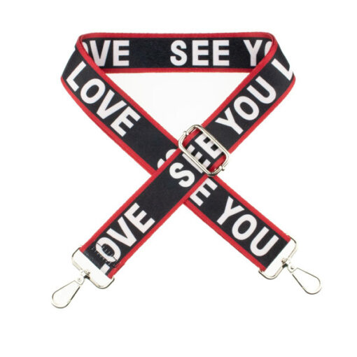 Fertiger Taschengurt - See you love - schwarz / rot - silber