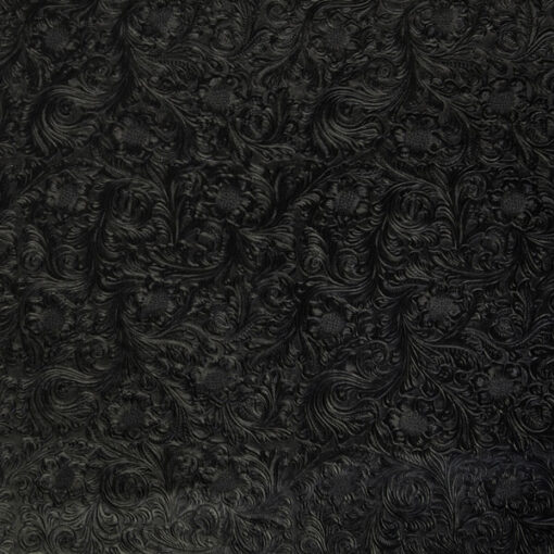 Kunstleder - "Marlies" Blumen geprägt - schwarz