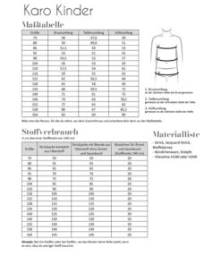 Papierschnittmuster Strickjacke Karo Kinder Gr 74 - 164 - Fadenkäfer