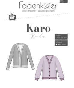 Papierschnittmuster Strickjacke Karo Kinder Gr 74 - 164 - Fadenkäfer