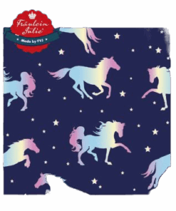 Baumwolljersey "Pferd Regenbogen" Fräulein von Julie - blau / bunt