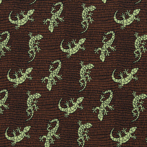 Modalsweat "Lizards by Käselotti" - terracotta / grün