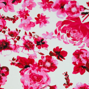 Baumwolljersey- "Madrid" - Blumen - rot / pink