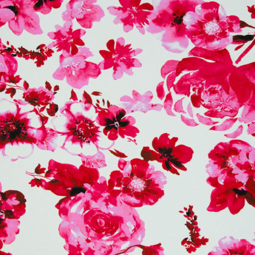 Baumwolljersey- "Madrid" - Blumen - rot / pink