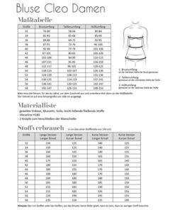 Papierschnittmuster Bluse Cleo Gr 32- 58 - Fadenkäfer