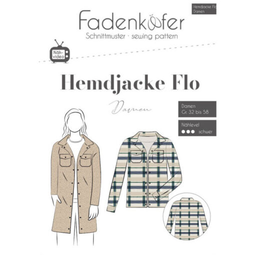 Papierschnittmuster Hemdjacke Flo Damen Gr 32 -58 - Fadenkäfer