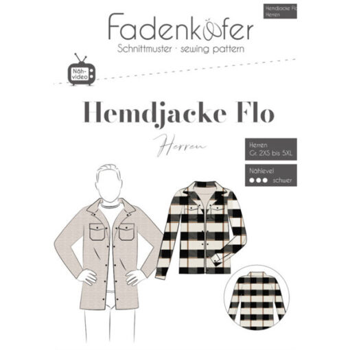 Papierschnittmuster Hemdjacke Flo Herren Gr 2XS -5 XL - Fadenkäfer