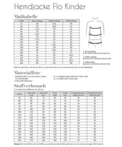 Papierschnittmuster Hemdjacke Flo Kinder Gr 74 -164 - Fadenkäfer