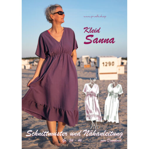 Papierschnittmuster Kleid "Sanna" Gr. 36 bis 46 - Prülla