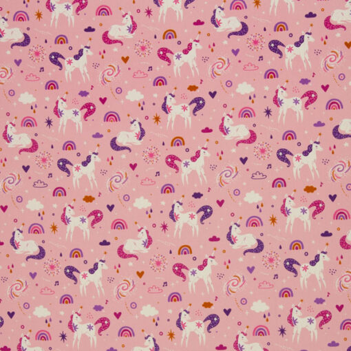 Baumwolle - "Tinholt"- Einhorn - rosa