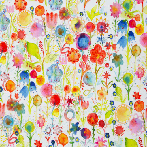 Baumwolljersey- "Joy by Anette Kithier" - Aquarellblumen - bunt