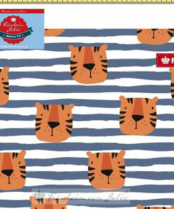 Baumwolljersey- "Tiger" Fräulein von Julie - blau / weiss / orange