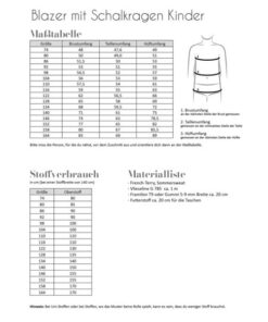 Papierschnittmuster Blazer mit Schalkragen Kinder - Fadenkäfer