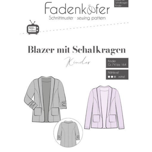 Papierschnittmuster Blazer mit Schalkragen Kinder - Fadenkäfer