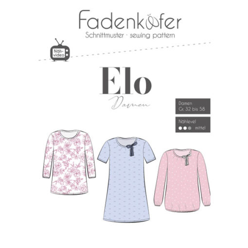 Papierschnittmuster Bluse Elo Gr 32- 58 - Fadenkäfer