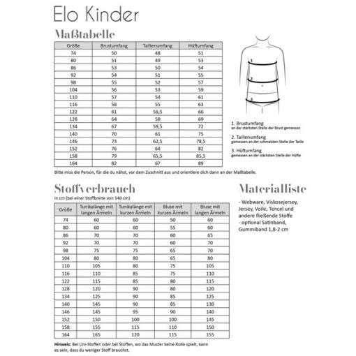 Papierschnittmuster Bluse Elo Gr 32- 58 - Fadenkäfer