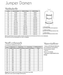 Papierschnittmuster Jumper Gr 32- 58 - Fadenkäfer