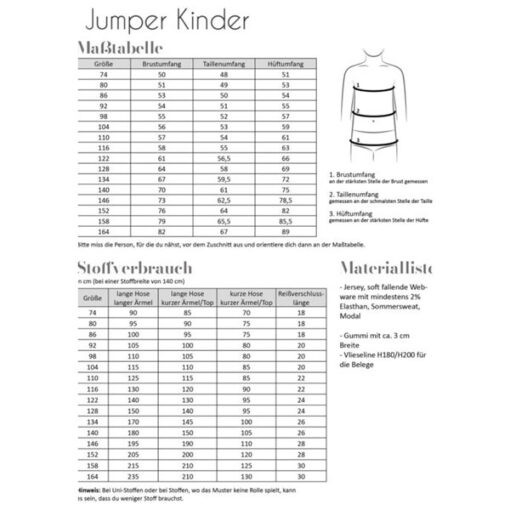 Papierschnittmuster Jumper Gr 74 - 164 - Fadenkäfer