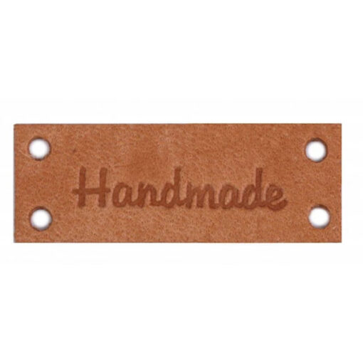 Lederetikette "Handmade" - natur