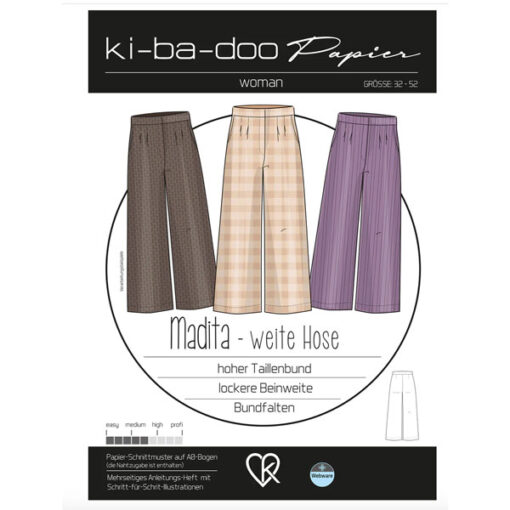 Papierschnittmuster Madita weite Hose Gr 32 - 48 - Ki-ba-doo