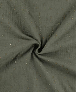 Musselin Sprenkel - khaki / gold