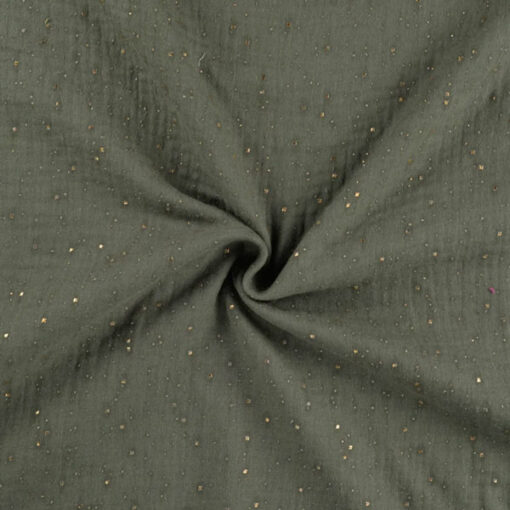 Musselin Sprenkel - khaki / gold
