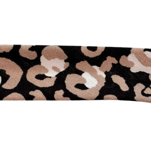Baumwollschrägband Panther schwarz/ beige