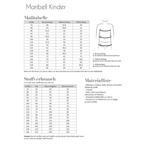 Papierschnittmuster Bluse Maribell Gr 74-164 - Fadenkäfer