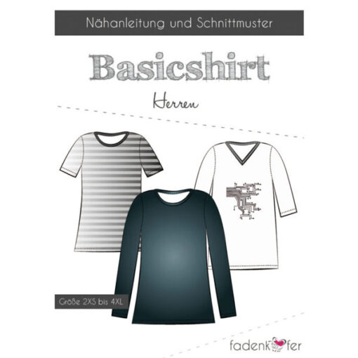 Papierschnittmuster Basicshirt Herren 2XS-4XL - Fadenkäfer