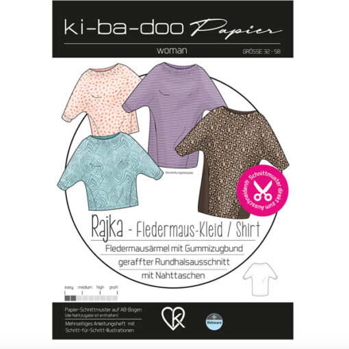 Papierschnittmuster Rajka Fledermaus Shirt / Kleid Gr 32 - 58 - Ki-ba-doo