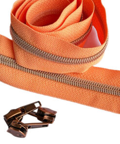 1 m Reissverschluss 6.5 mm mit 4 Schiebern in kupfer - apricot / kupfer