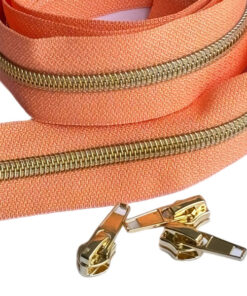 1 m Reissverschluss 6.5 mm mit 4 Schiebern in gold - apricot / gold