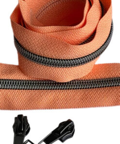 1 m Reissverschluss 6.5 mm mit 4 Schiebern in gunmetall - apricot / gunmetall