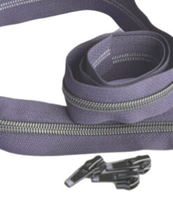 1 m Reissverschluss 6.5 mm mit 4 Schiebern in gunmetal - basslila / gunmetal