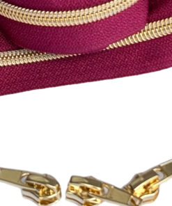 1 m Reissverschluss 6.5 mm mit 4 Schiebern in gold - helle beere / gold