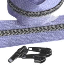 1 m Reissverschluss 6.5 mm mit 4 Schiebern in gunmetal - helles flieder / gunmetal