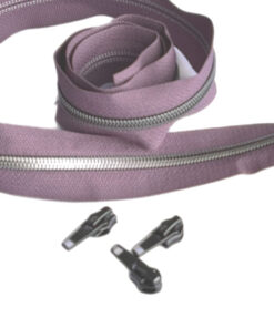 1 m Reissverschluss 6.5 mm mit 4 Schiebern in gunmetal - lilac / gunmetal
