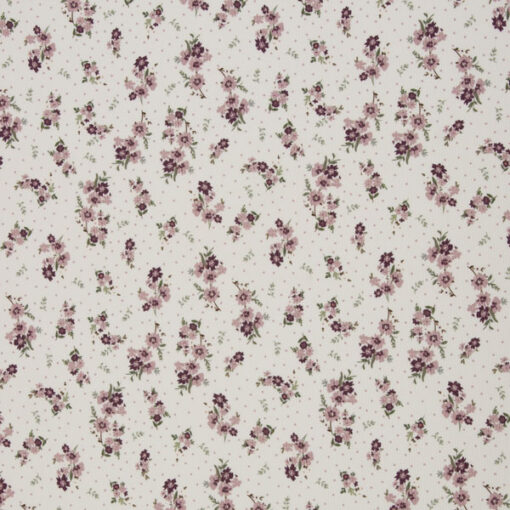Baumwoll Rippjersey "Mia" Blumen - weiss / mauve