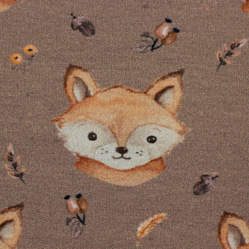 French Terry " forest friends by Christiane Zielinski" Fuchs - taupe