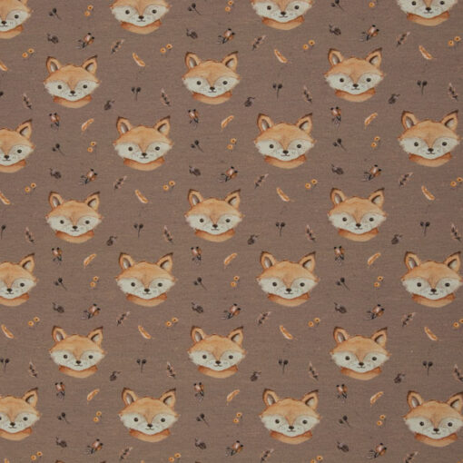 French Terry " forest friends by Christiane Zielinski" Fuchs - taupe