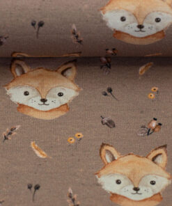 French Terry " forest friends by Christiane Zielinski" Fuchs - taupe