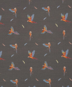 Jersey Baumwolle - "wild animals by Christine Zielinski" Papageien - grau / bunt