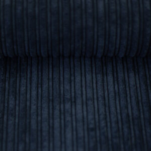 Doubleface Cord / Fleece - dunkelblau / ecru