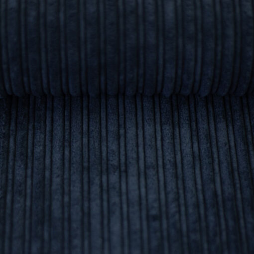 Doubleface Cord / Fleece - dunkelblau / ecru